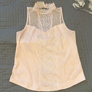Express Pink Lace Sleeveless Blouse